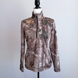 Realtree Camo Under Armor 1/4 Zip Fleece Hunting Camping Hiking Size Small